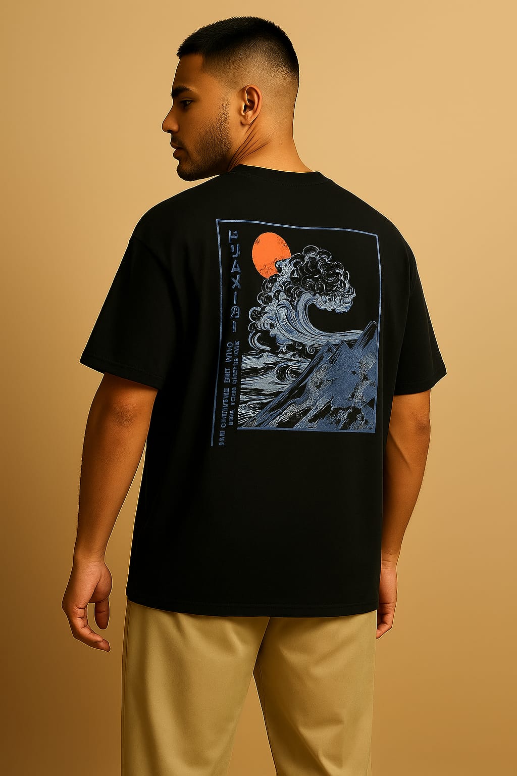 Oversized Black T-Shirt – Artistic Japanese Back Print | VOZÉ