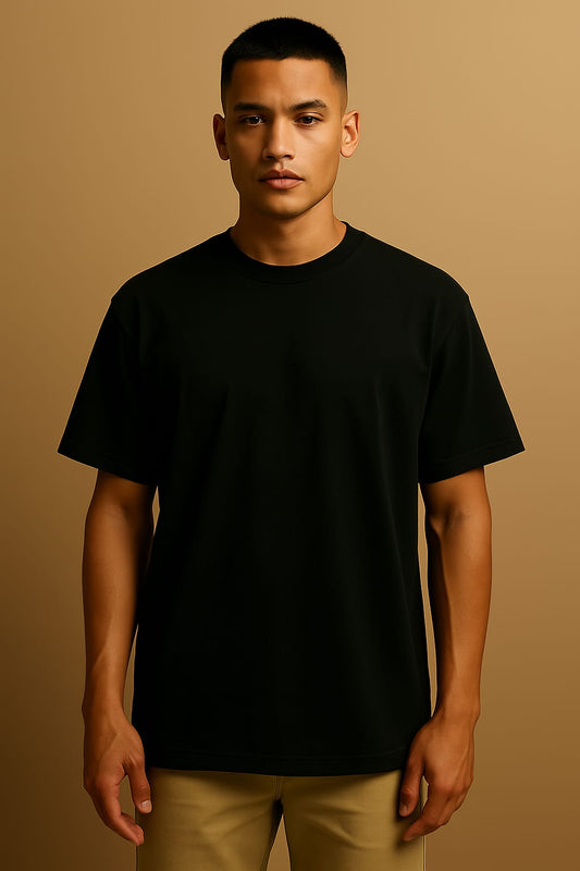 Oversized Black T-Shirt – Artistic Japanese Back Print | VOZÉ